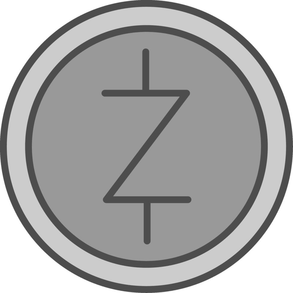 zcash linea pieno in scala di grigi icona design vettore