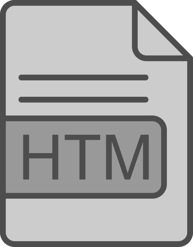 htm file formato linea pieno in scala di grigi icona design vettore