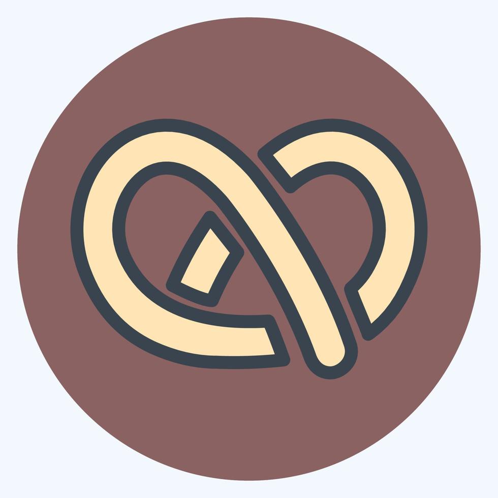 icona pretzel - stile compagno di colore - illustrazione semplice, tratto modificabile. vettore