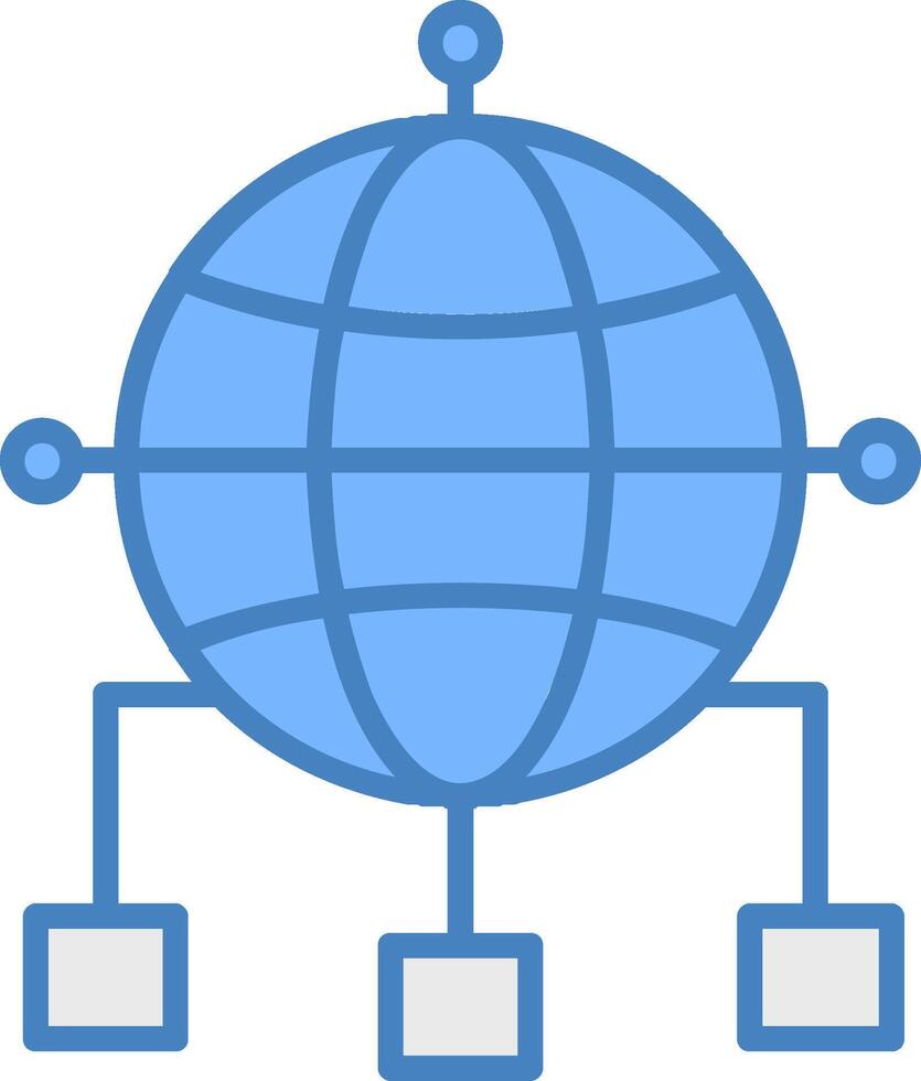 globale connessioni linea pieno blu icona vettore