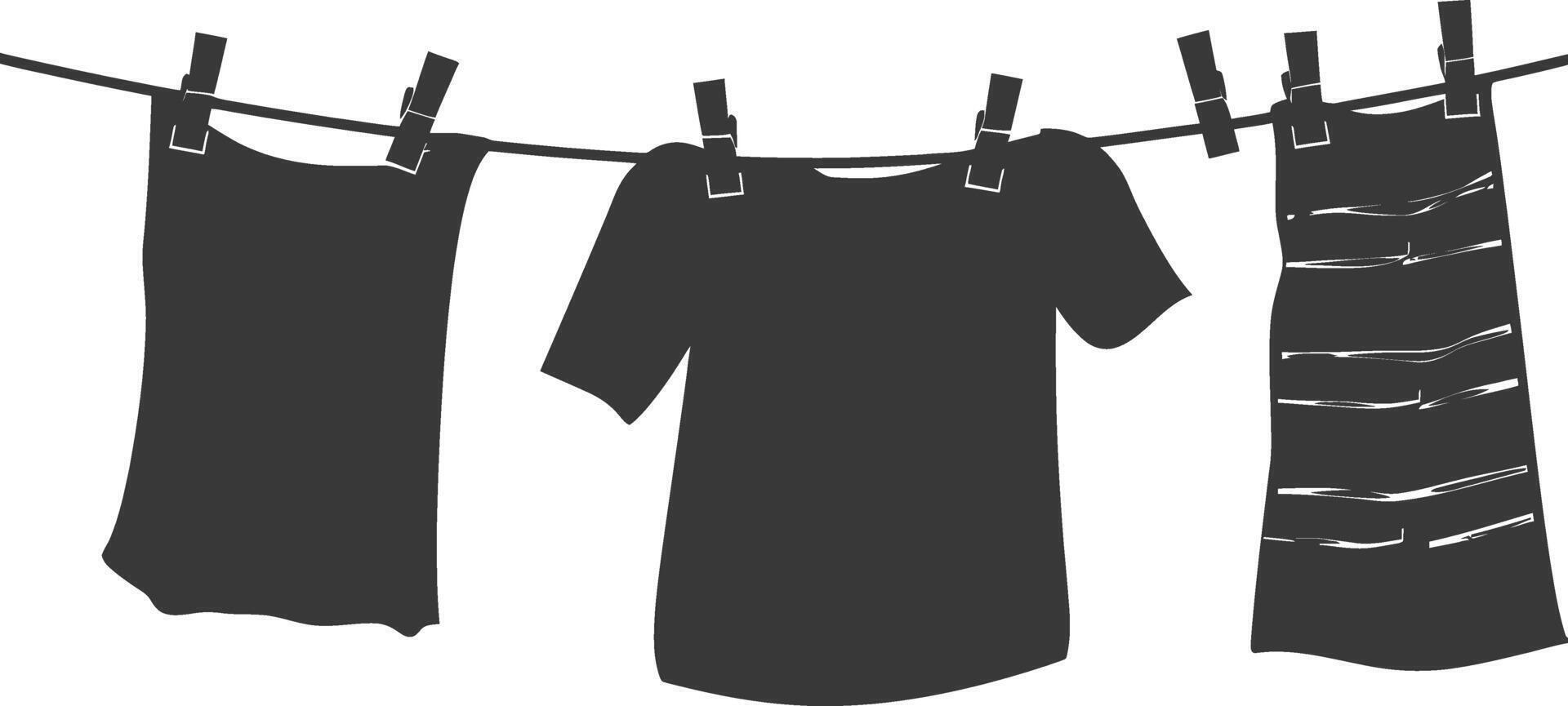 silhouette clothesline per sospeso Abiti nero colore solo vettore