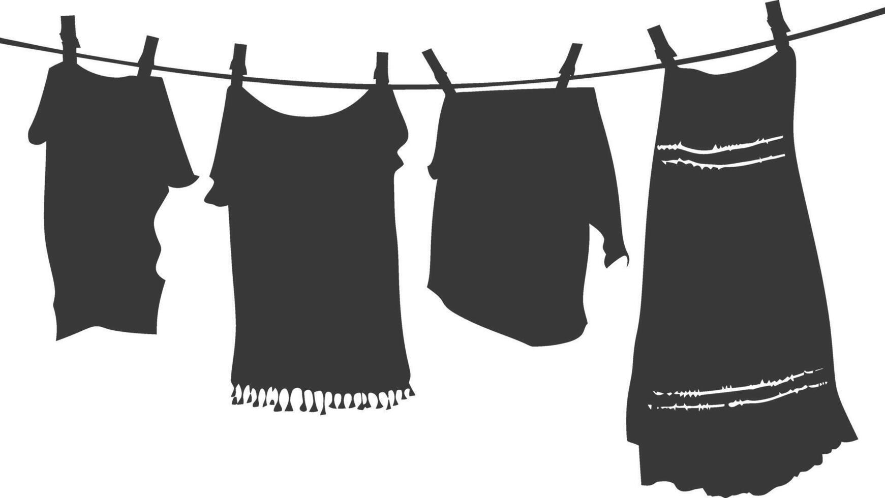 silhouette clothesline per sospeso Abiti nero colore solo vettore