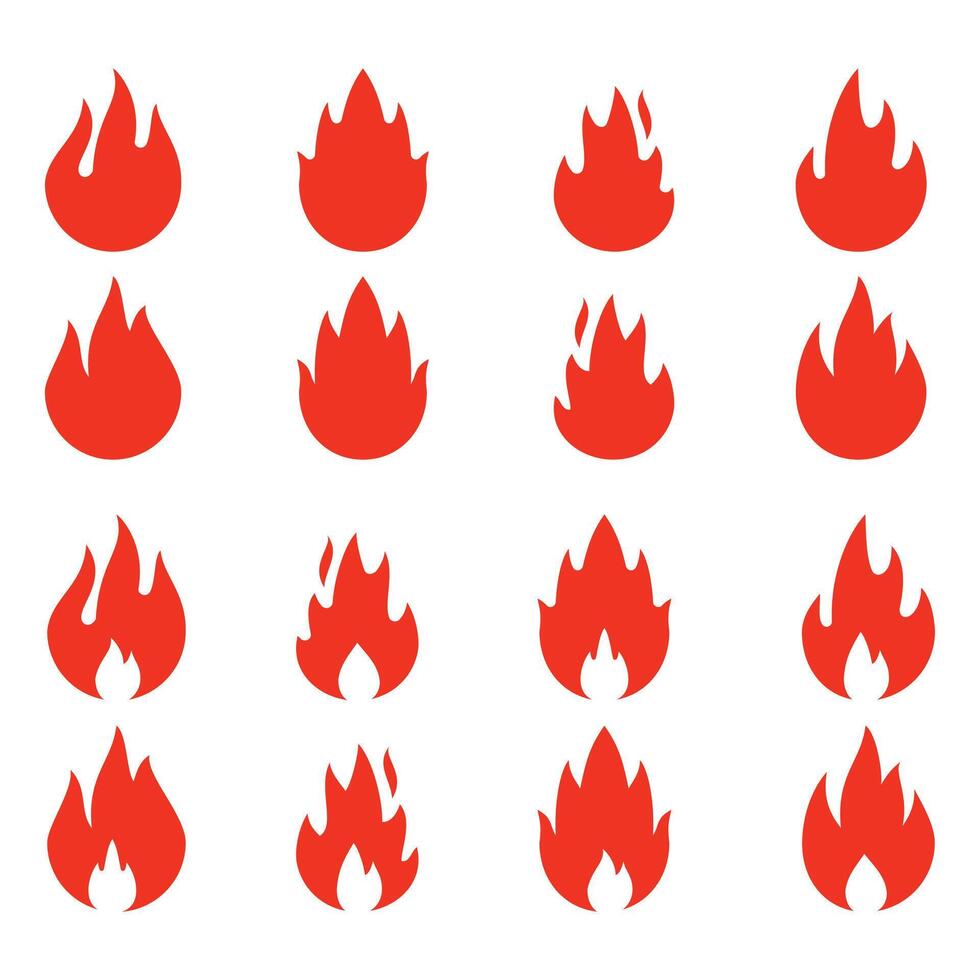 icona impostato fuoco design vettore