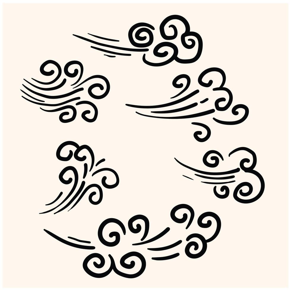 mano disegnato vento con illustrazione stile scarabocchio e linea arte vettore
