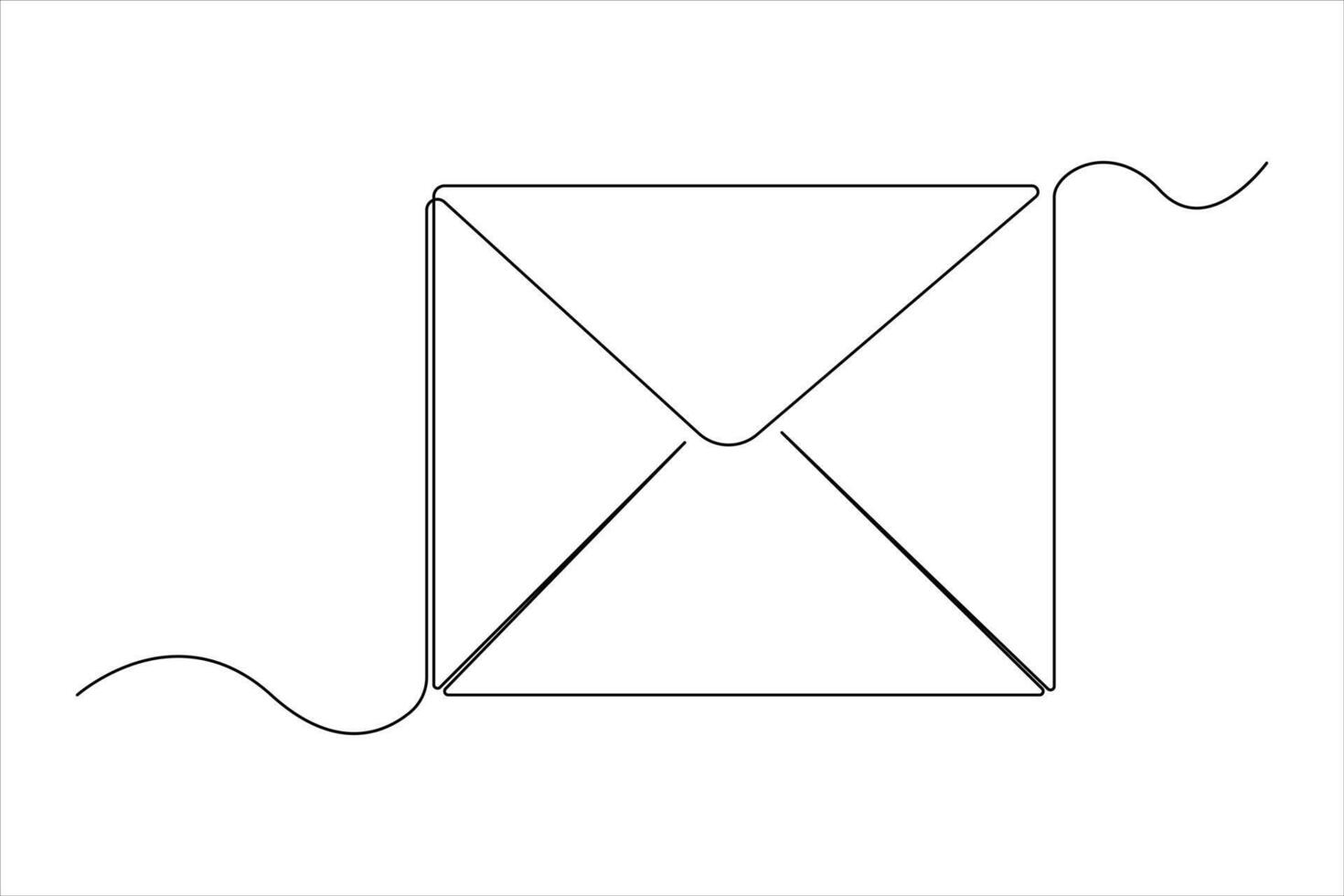 continuo uno linea e-mail schema mano disegnato simbolo arte illustrazione vettore