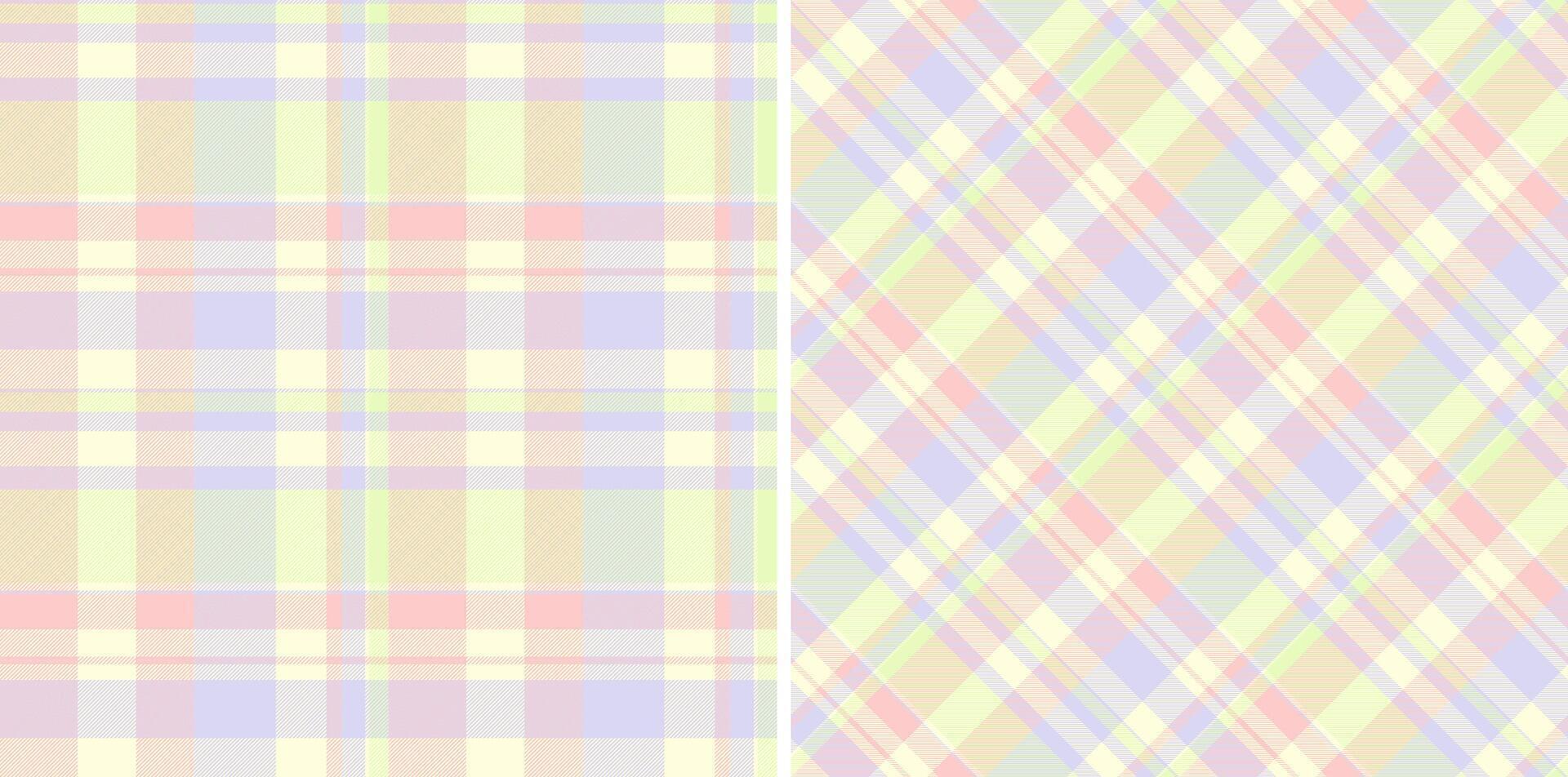 sfondo tessuto plaid di tartan dai un'occhiata senza soluzione di continuità con un' tessile struttura modello . impostato nel arcobaleno colori di largo griglia carta. vettore