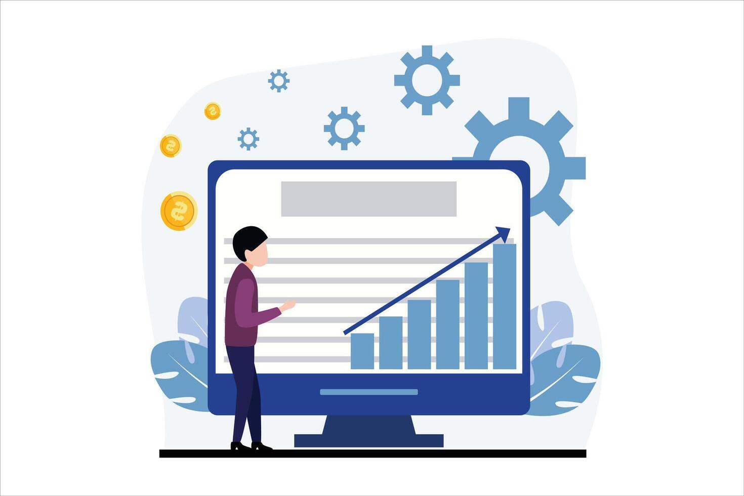 finanza attività commerciale piatto design illustrazione vettore