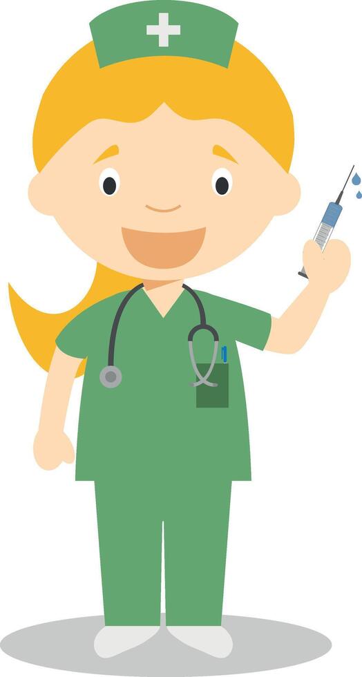 carino cartone animato illustrazione di un' femmina infermiera vettore