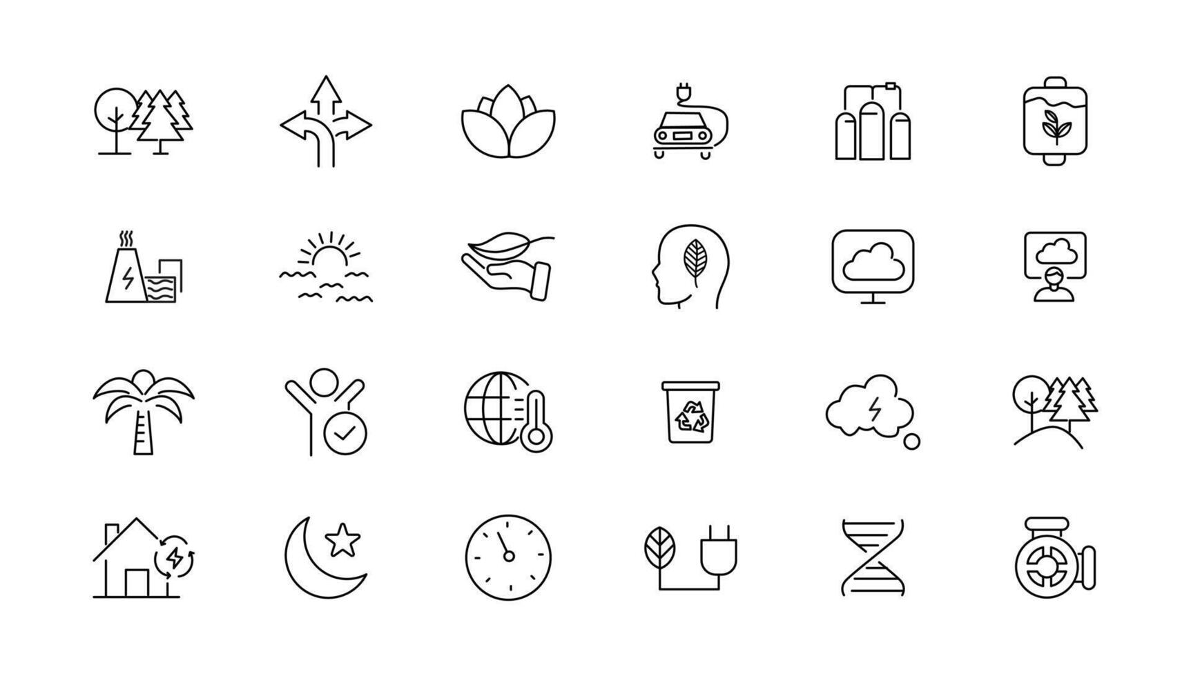 ambiente e natura lineare icone collezione.semplice schema icone collezione, pixel Perfetto icone, semplice illustrazione vettore