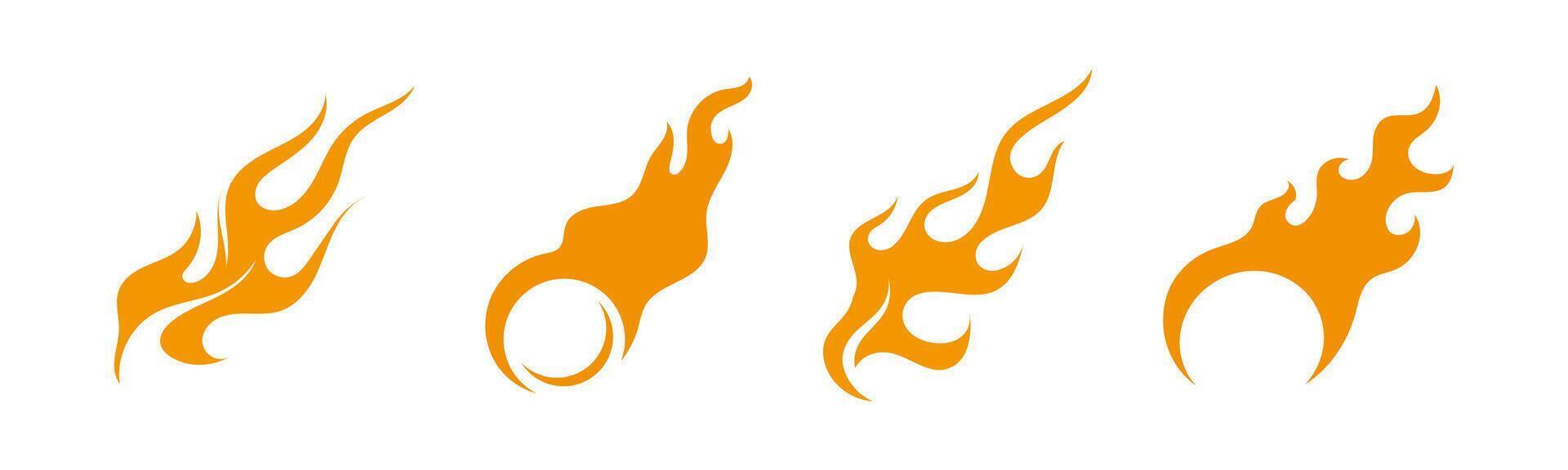 fuoco icona impostare. fiammeggiante caldo logotipo. vettore