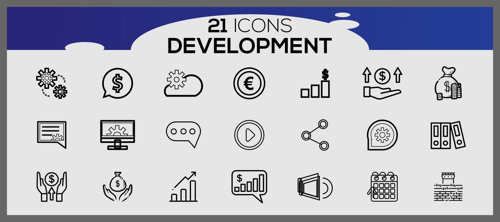 SEO e sviluppo icone impostato ragnatela design icone impostato semplice impostato SEO e sviluppo linea icone vettore