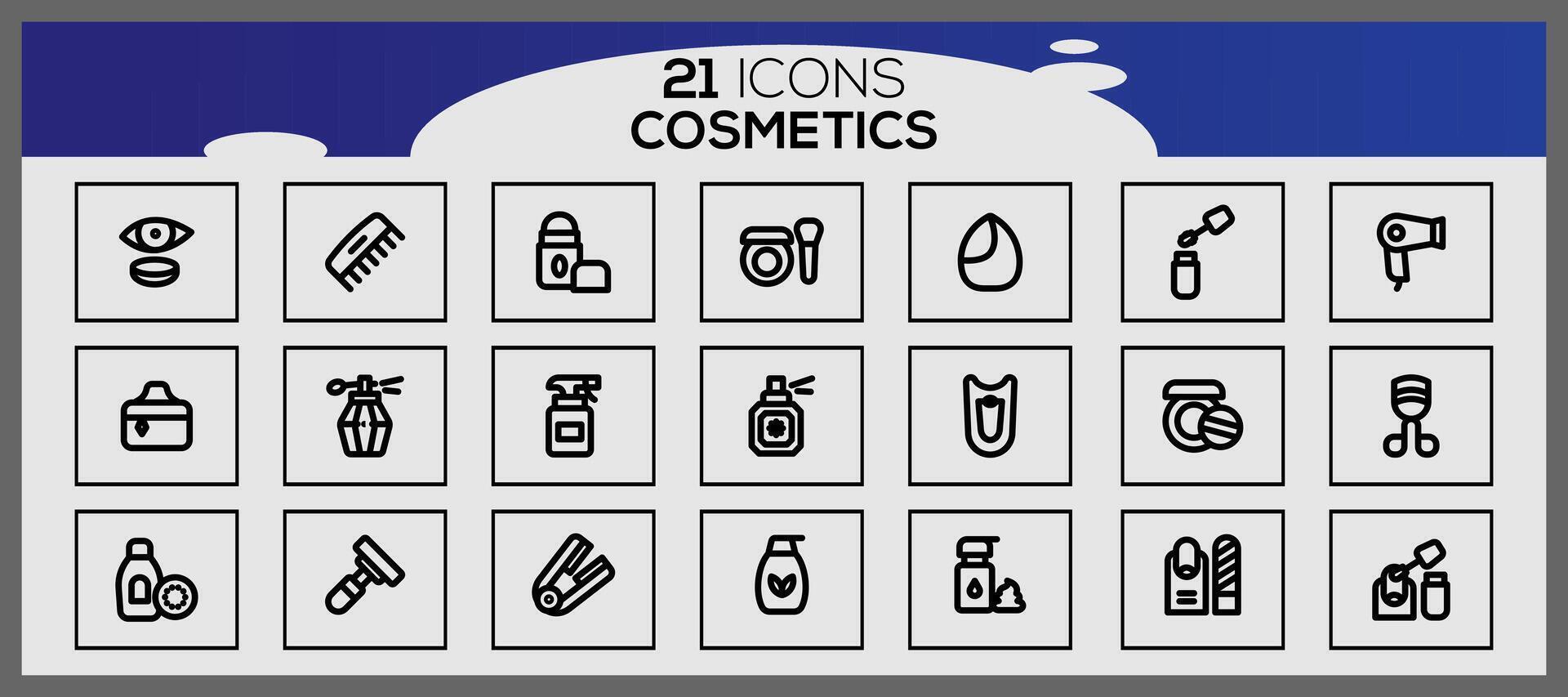 cosmetico linea icona impostato con trucco bellezza linea icone bellezza Accessori impostato trucco Accessori. vettore