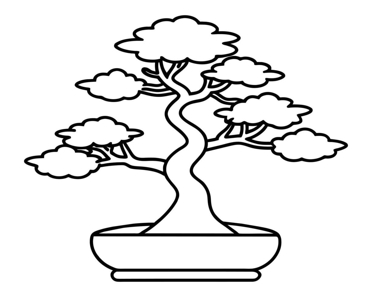 Bonsai albero isolato su bianca vettore