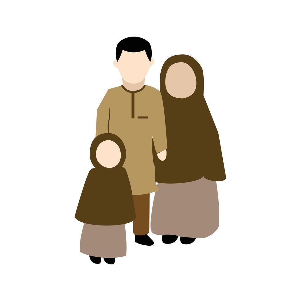 famiglia design. illustrazione di un' musulmano famiglia su un' bianca sfondo. design elemento illustrazione di un' contento famiglia. elemento design di un' contento famiglia quello è caldo e pieno di amore vettore