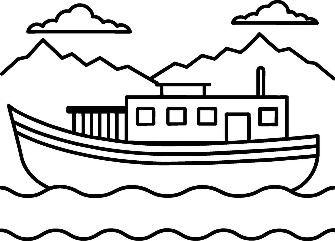 barca veicolo colorazione pagina per bambini. veicoli linea arte per colorazione libro vettore