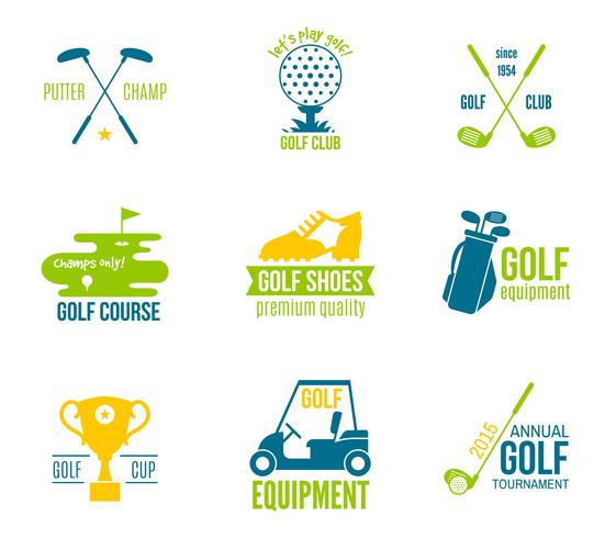 Set di etichette da golf vettore