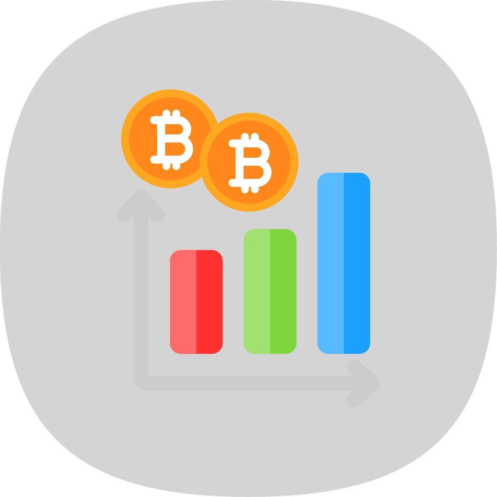 bitcoin grafico piatto curva icona design vettore