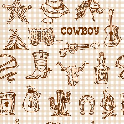 Modello senza cuciture del cowboy vettore