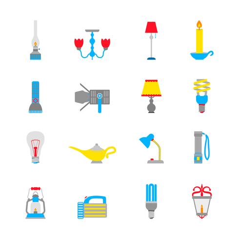 Icone di torcia e lampade vettore