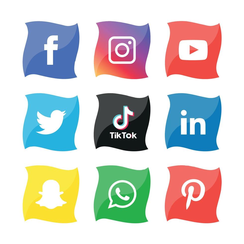 social media icone piatte tecnologia, rete. sfondo gruppo faccina sorridente vendita. condividi, mi piace, illustrazione vettoriale twitter, youtube, whatsapp, snapchat, facebook, instagram, tiktok, tok