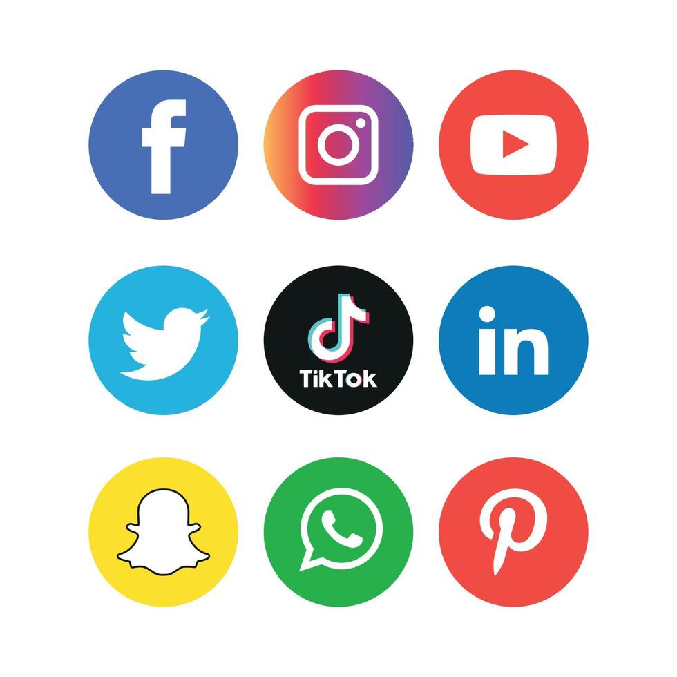 social media icone piatte tecnologia, rete. sfondo gruppo faccina sorridente vendita. condividi, mi piace, illustrazione vettoriale twitter, youtube, whatsapp, snapchat, facebook, instagram, tiktok, tok