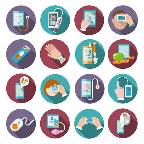 Set di icone di salute digitale vettore