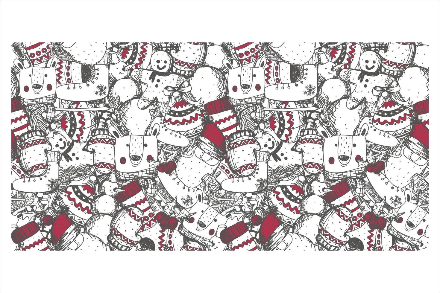 sfondo patern senza soluzione di continuità capodanno disegnato a mano con elementi di natale vettore
