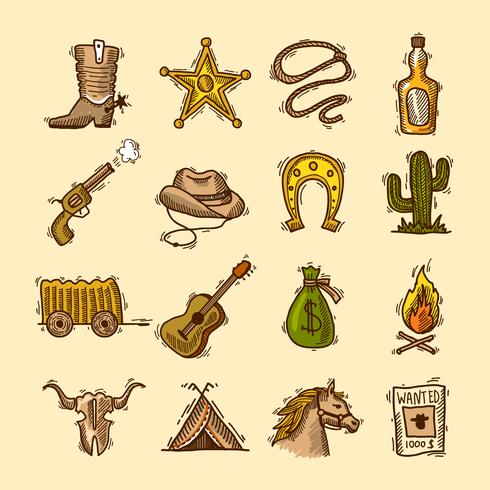 Set Wild West vettore