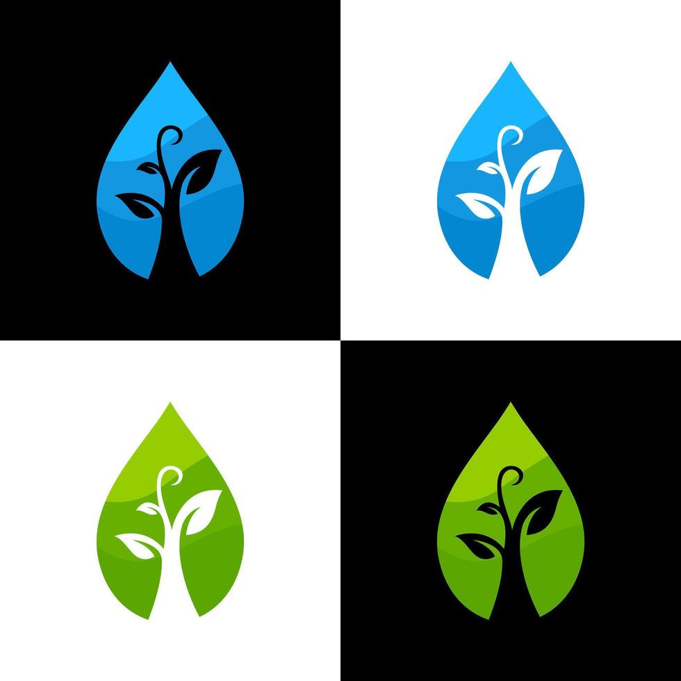 acqua e pianta logo design vettore