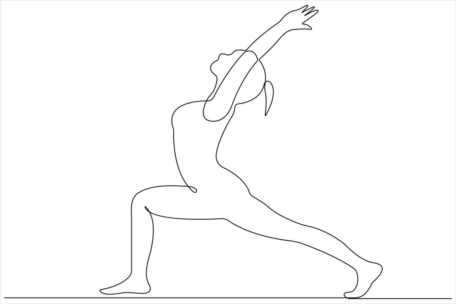 continuo uno linea arte disegno di uomo fare esercizio nel yoga posa schema illustrazione vettore