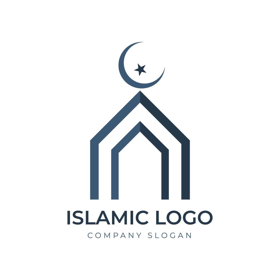 islamico logo modello, nastro islamico cupola palazzo logo design modello. moschea logo idee. ispirazione logo design. modello illustrazione vettore