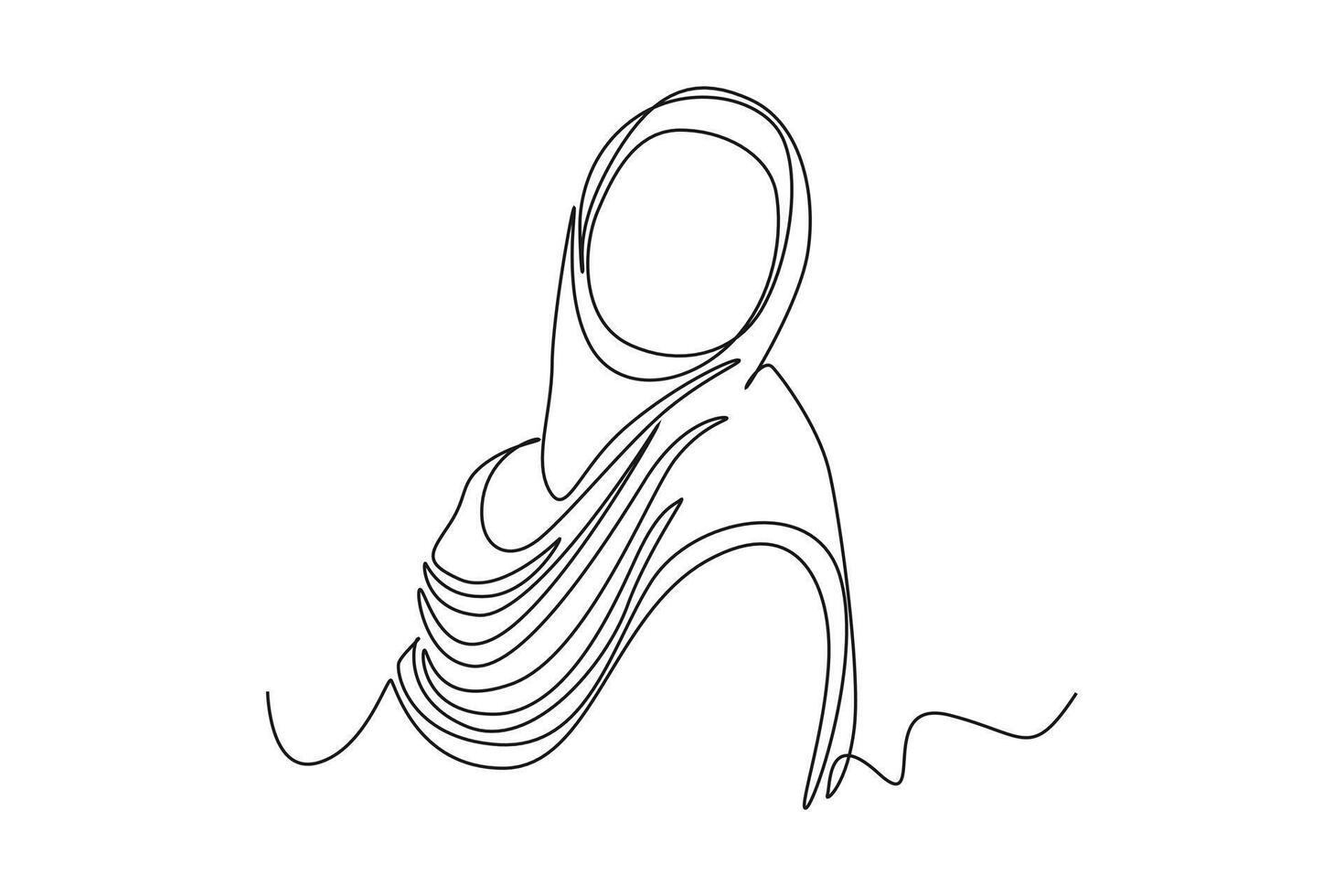continuo uno linea disegno elegante e di moda hijab donna concetto. scarabocchio illustrazione. vettore