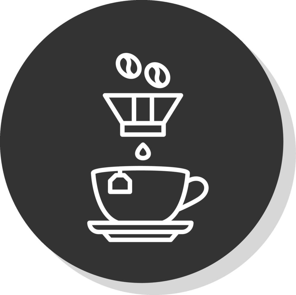 caffè filtro linea ombra cerchio icona design vettore