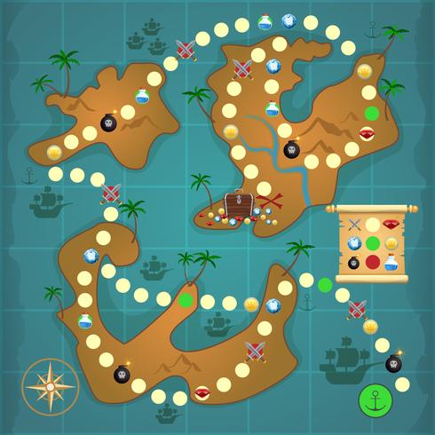 Gioco di isola del tesoro dei pirati vettore