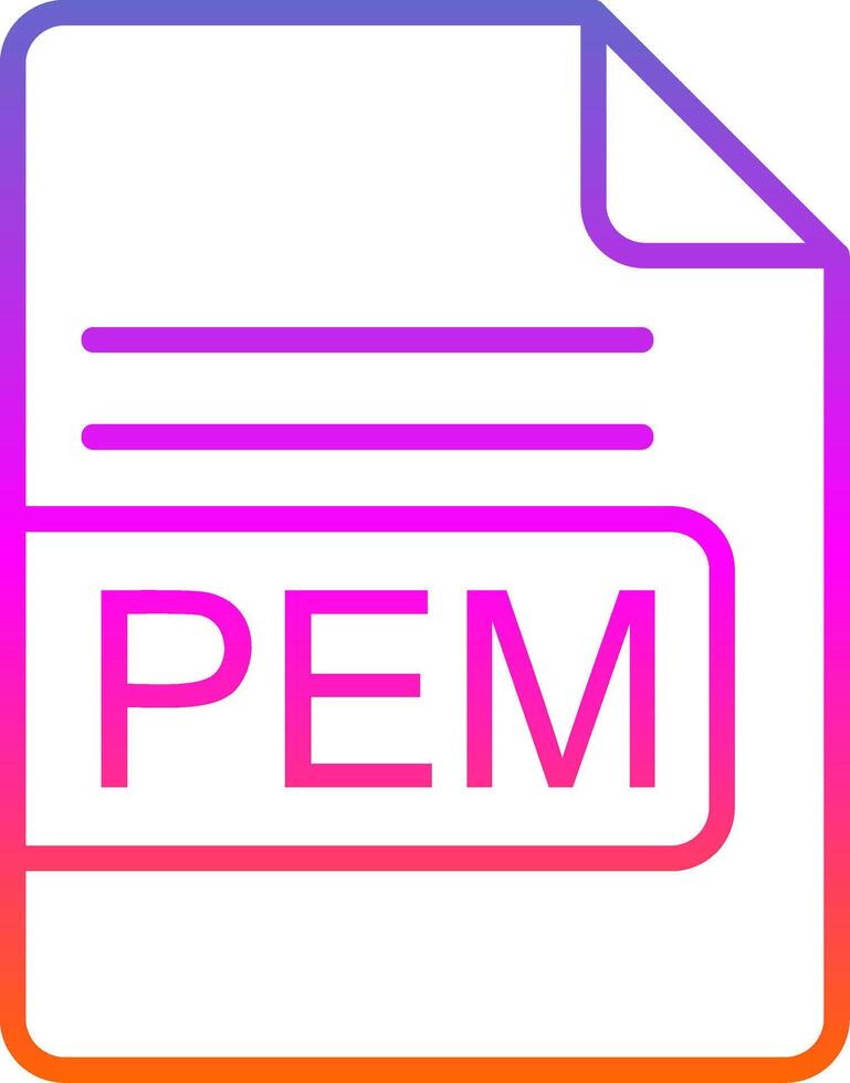 pem file formato linea pendenza icona design vettore