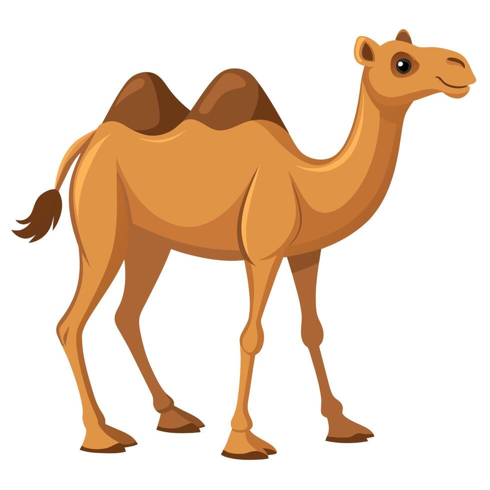 cammello su deserto piatto stile 2d illustrazione vettore