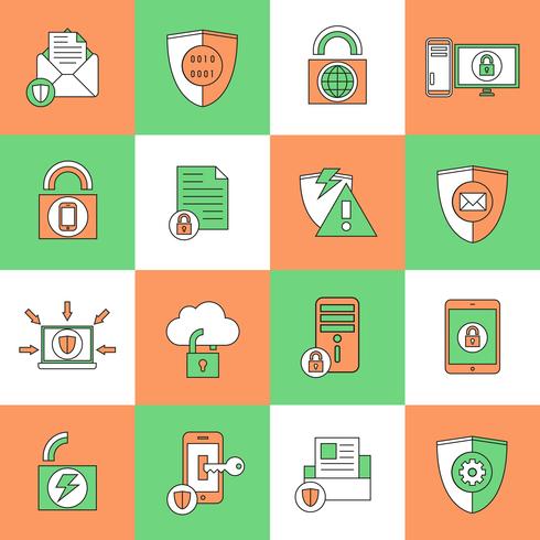 Icone di sicurezza di protezione dei dati vettore