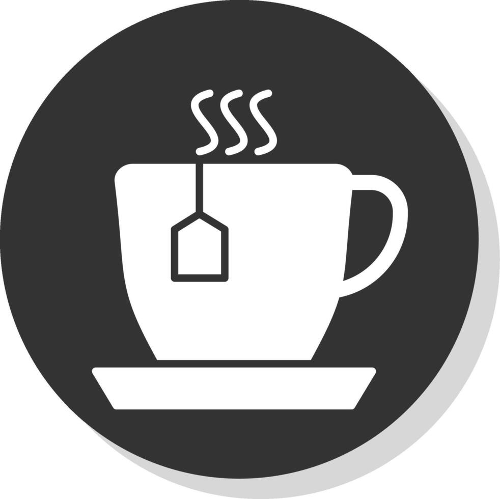 tazza di tè glifo ombra cerchio icona design vettore