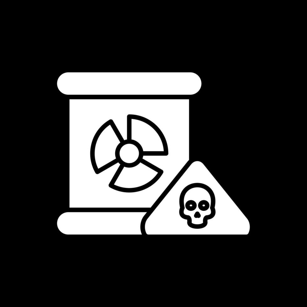 nucleare Pericolo glifo rovesciato icona design vettore