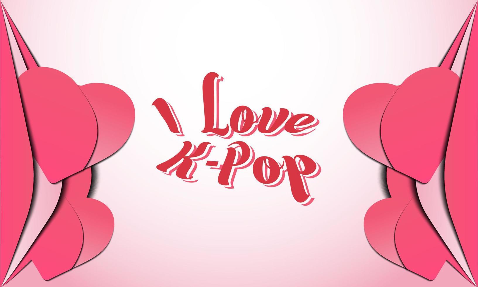 amo lo sfondo k pop. pop coreano. biglietto di auguri colorato, lettera, banner o poster. con l'icona del cuore. illustrazione vettoriale premium e di lusso