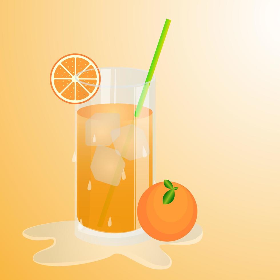 illustrazione di jus di arancia ghiacciata sciolta sotto il sole vettore