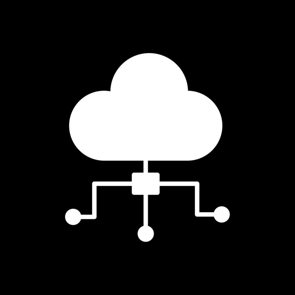 nube calcolo glifo rovesciato icona design vettore