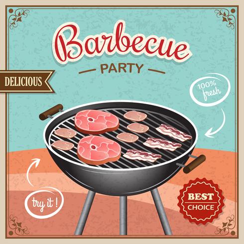 Poster griglia barbecue vettore