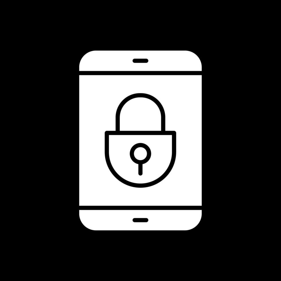 mobile sicurezza glifo rovesciato icona design vettore