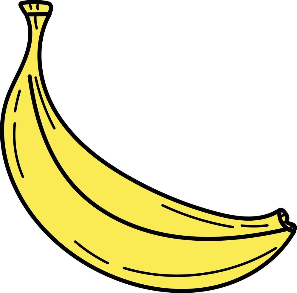 icona di banana. semplice icona di banana disegnata a mano gialla su bianco vettore