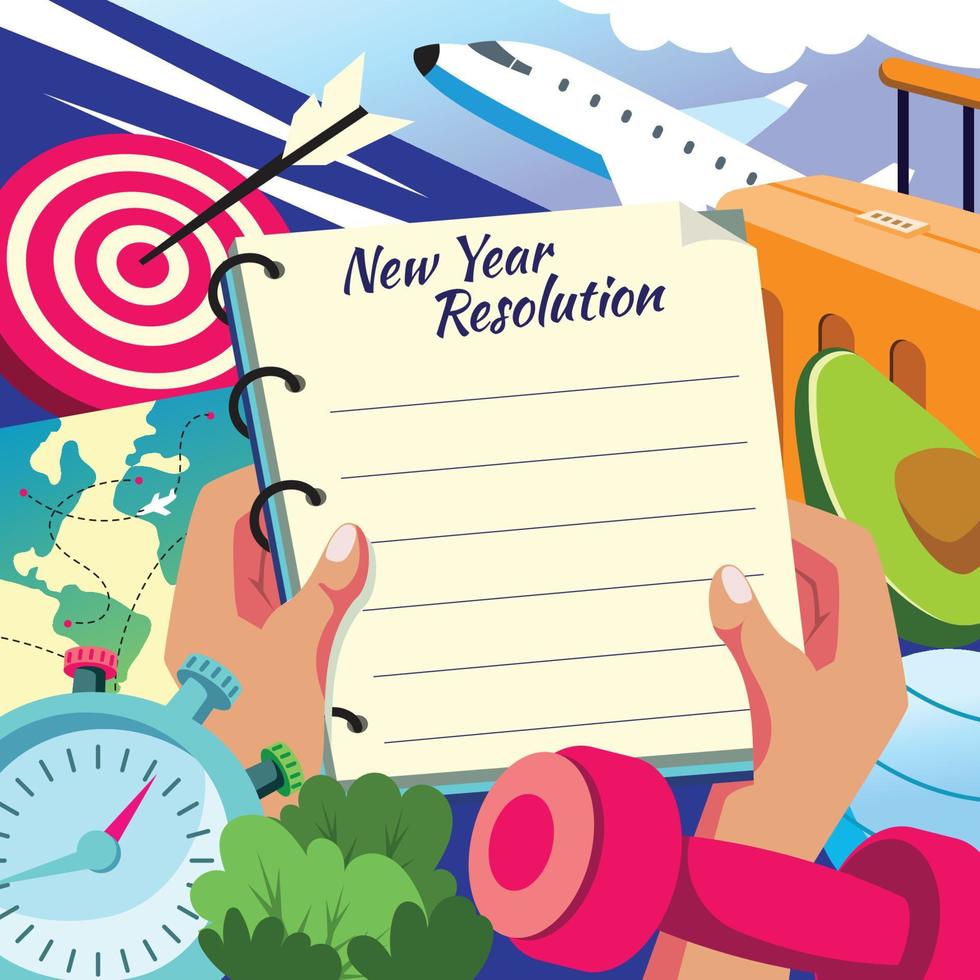le risoluzioni del nuovo anno nota lo sfondo vettore