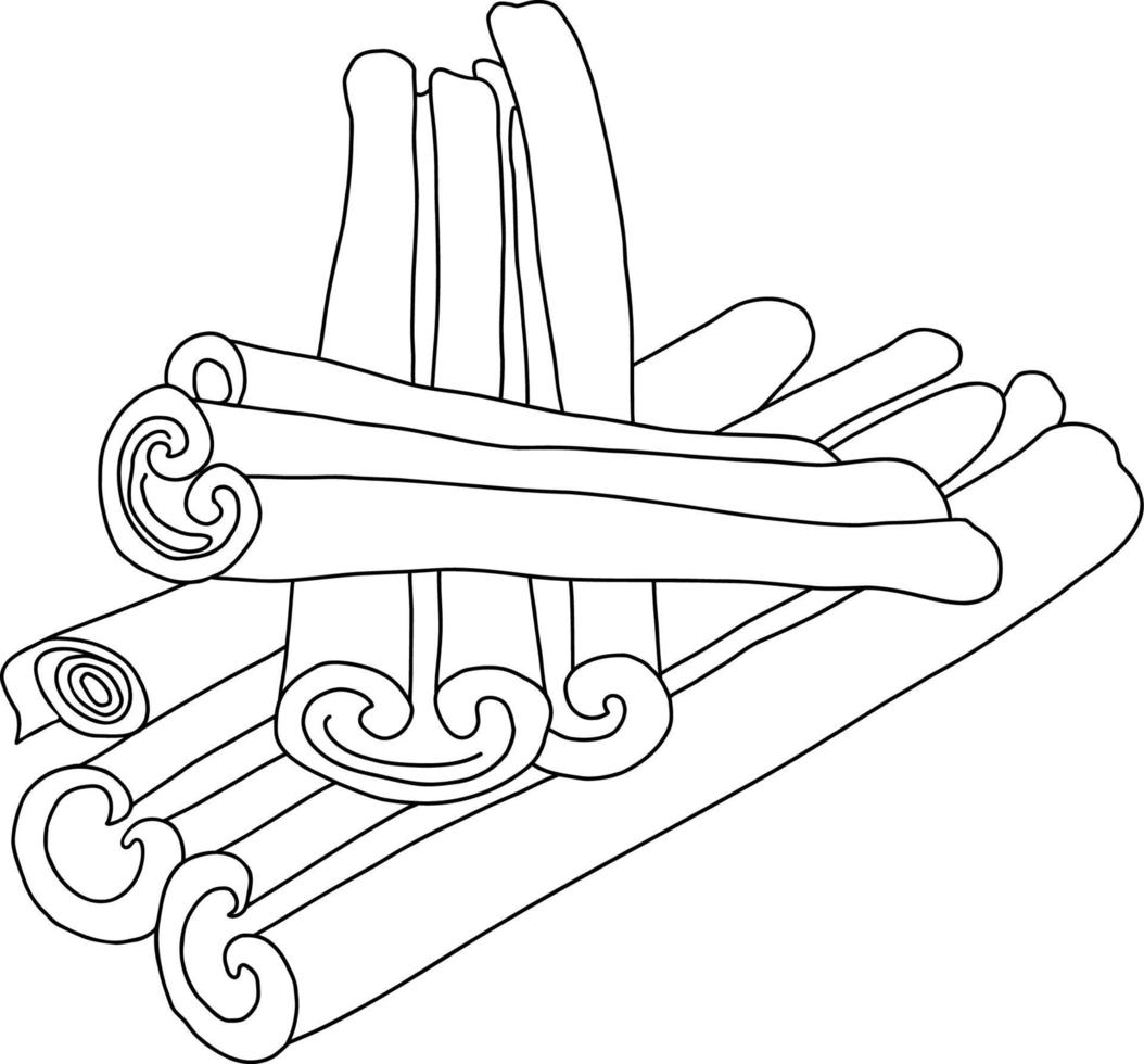 Spezia. bastoncino di cannella. illustrazione vettoriale. linea di disegno vettore