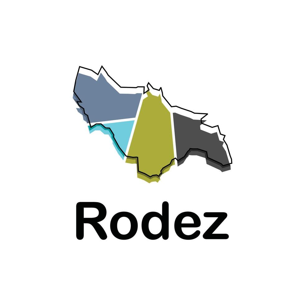 carta geografica Francia nazione con città di Rodez, geometrico e colorato logo design modello elemento vettore