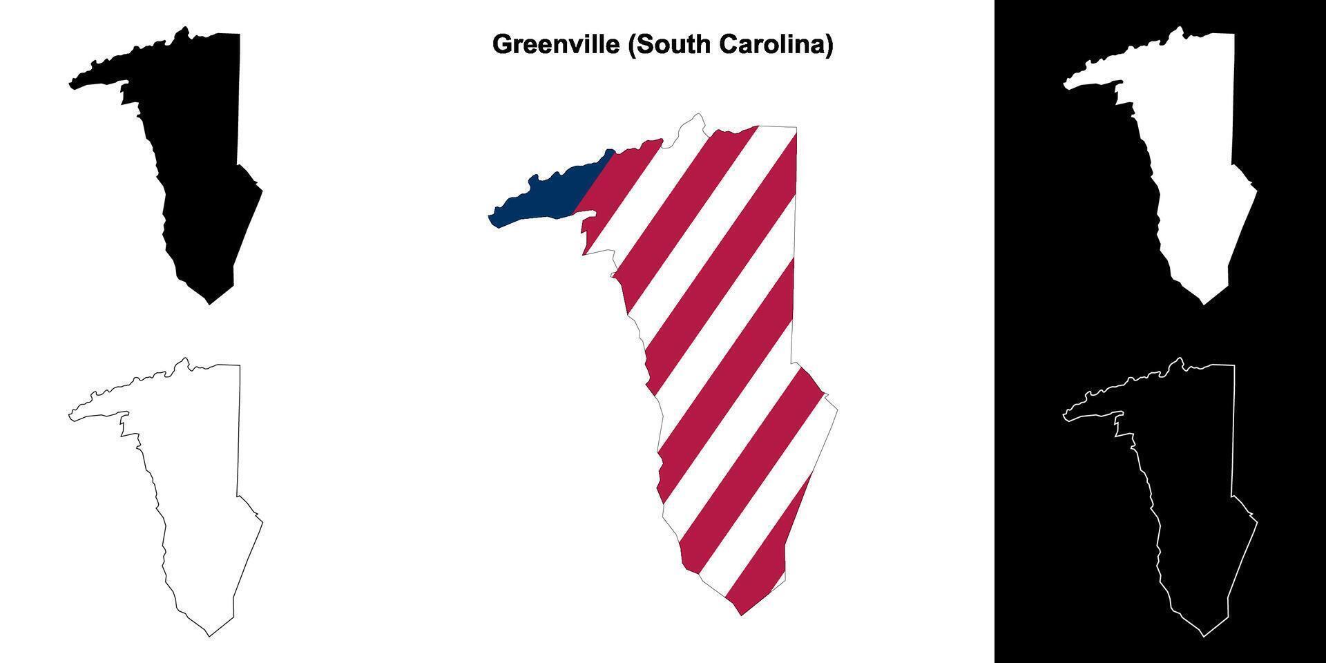 Greenville contea, Sud carolina schema carta geografica impostato vettore