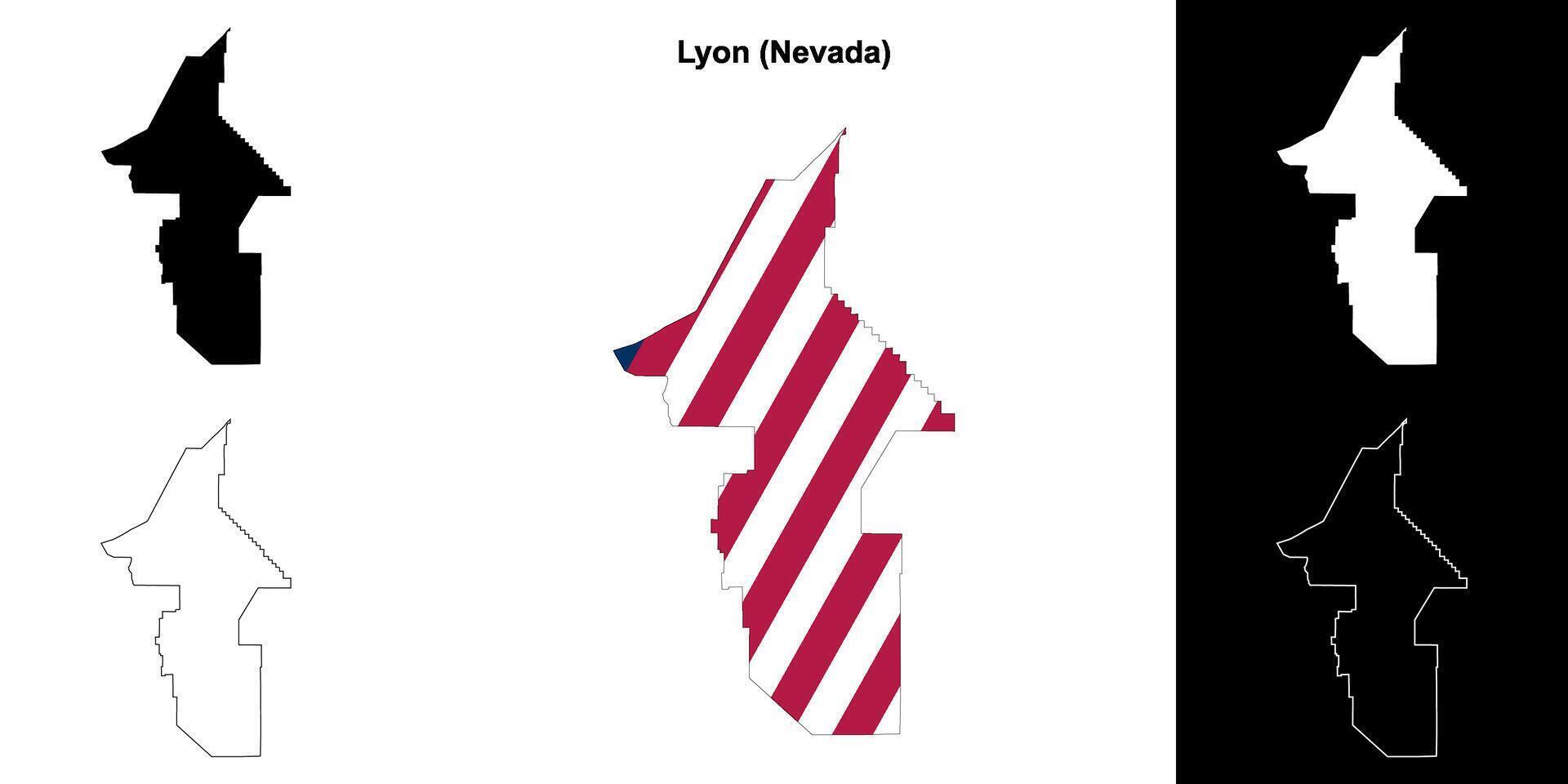 lione contea, Nevada schema carta geografica impostato vettore